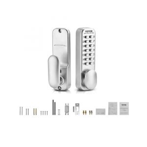 Serrure a Code Mecanique a 14 Touches, Serrure de Porte deEntree Sans Cle a Clavier Mecanique, avec Bouton, Un Seul Cote, en Acier Inoxydable,