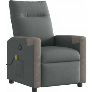 VidaXL Fauteuil de massage inclinable Gris foncé Tissu