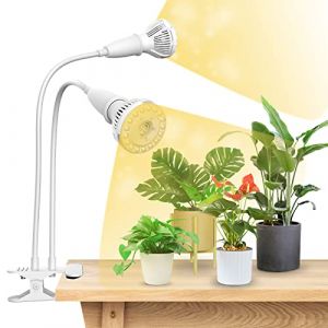 SANSI Lampe Horticole LED 20W pour Plantes dIntérieur avec 2 Ampoules de Culture LED E27 4000K - Blanc