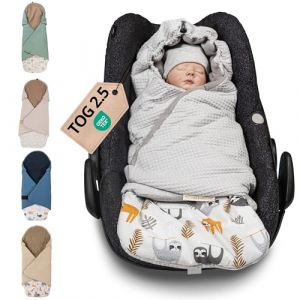 Ullenboom Couverture enveloppante b&eacute;b&eacute; piqu&eacute; gaufr&eacute; paresseux gris 98x98 cm