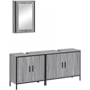 VidaXL Ensemble de meubles de salle de bain 3 pcs Sonoma gris, armoire de salle de bain, armoire de bain, meuble-lavabo de salle de bain