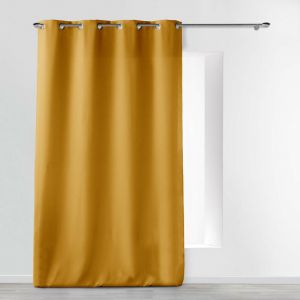 Douceur D'int&eacute;rieur - Rideau grande hauteur &agrave; &oelig;illets 140 x 280 cm &ndash; Polyester uni Essentiel ocre