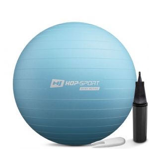 Hop-Sport Ballon de Fitness 65 cm HS-R065YB avec Pompe à air, Anti-éclatement, Ballon de Gymnastique Antidérapant pour Yoga, Pilates et Renforcement Musculaire, Charge max. 100 kg, Bleu