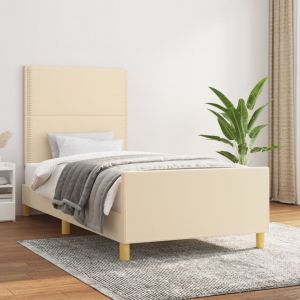 VidaXL Cadre de lit avec tête de lit Crème 100x200 cm Tissu - Cream