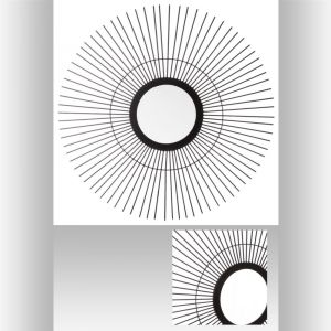 Image de Miroir Mural "Soleil" 59cm Noir "