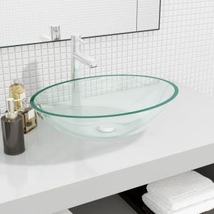 Image de VidaXL Lavabo Verre 50x37x14 cm Transparent