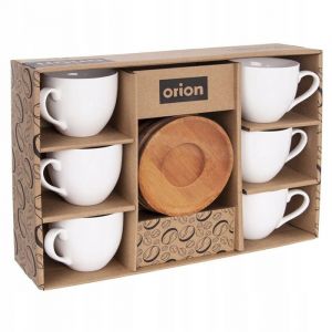 Orion SET 6x TASSE EN PORCELAINE ET SAUCE 100ML BLANCHE POUR CAFÉ EXPRESSO