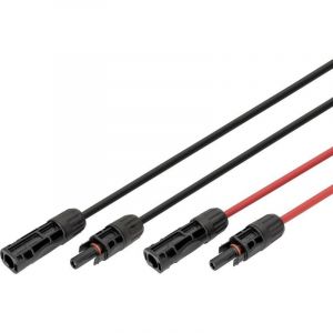 Digitus Kit de rallonge de câble Solaire – 2 câbles – 3 m – Section de conducteur 4 mm² – connecteurs MC4 – IP65/68 – résistant aux UV et aux intempéries – Gaine XLPO – 1x Rouge, 1x Noir