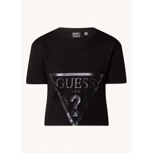 Guess T-shirt crop Adele griffé en coton Noir