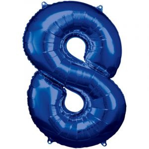 Amscan Ballon Aluminium 86 cm : Chiffre 8 - Bleu