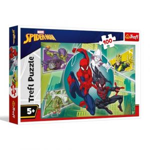 Trefl Spiderman, Masque d'araignée - Puzzle de 100 pièces - Puzzle coloré avec des Personnages de Contes de fées, pour Les Enfants à partir de 5 Ans