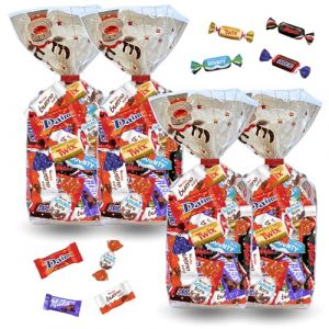 4 Sachets de Noël garnis de 40 bonbons au chocolat : Célébrations Milka Kinder Daim Cadeau Original pour Noël