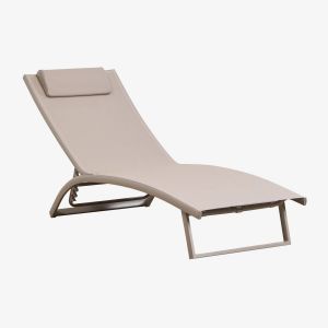 Chaise Longue Inclinable En Aluminium Avec Coussin Dulem Moka Brown