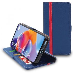EbestStar Coque Compatible avec Xiaomi Redmi Note 11 Pro+ 5G Etui Portefeuille Housse PU Cuir Porte-Cartes, Bleu Fonc&eacute;/Rouge