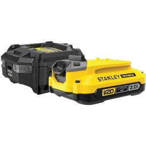 Stanley Starter Kit FATMAX V20 - SFMCB10D1-QW - Chargeur 1,25A + 1 Batterie 18V 2Ah