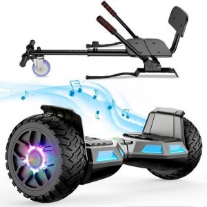 Hoverboard 8,5" + Hoverkart Ensemble, Moteur 160w, Vitesse Maximale 10km/H, Musique Bluetooth, Pour Enfants, Noir
