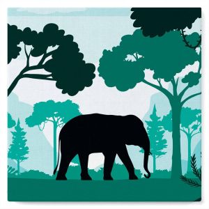 Mini peinture au numéro : Eléphant dans la forêt verte - toile tendue sur chassis