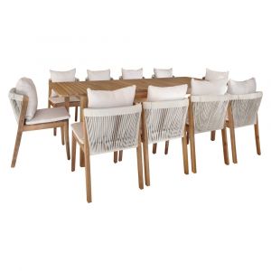 Now's Home Salon de jardin table et 10 chaises en acacia, fidji