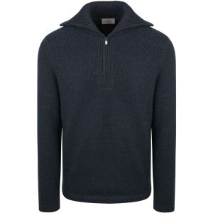 Suitable Deep Zip Pull-over Laine Boiled Marine Bleu Bleu fonc&eacute; taille XXL