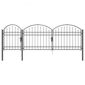 VidaXL Portail De Cl&ocirc;ture De Jardin Avec Sommet En Arc Gris 4 X 1,25 M