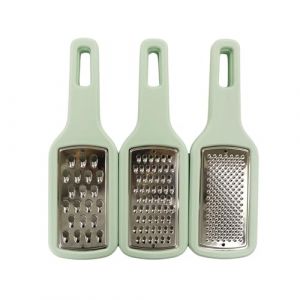 Fackelmann Ocean Lot de 3 r&acirc;pes de cuisine, empilables, rangement facile, acier inoxydable et polystyr&egrave;ne, passent au lave-vaisselle, 21 x 6,5 x 4 cm, vert d'eau, 1 pi&egrave;ce