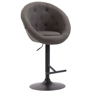 CLP Tabouret de bar London V2 en tissu avec Pied et Repose-pieds en métal gris foncé Noir