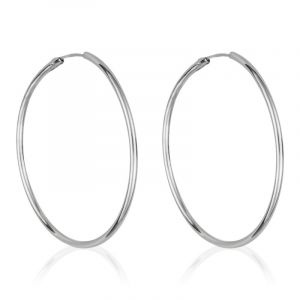 By Colette - Boucles d'oreilles Créoles lisses or blanc