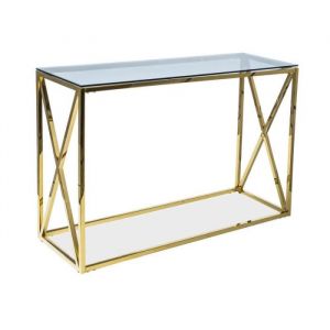 Image de AC-Déco Consoles - Meuble console en verre et métal - Doré - H 78 x L 100 x P 30 cm