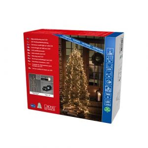 Konstsmide Guirlande lumineuse micro-LED compactes voile pour sapin avec anneau, 6 cordons de 180 diodes, minuterie 8H, 1080 diodes blanc chaud, Transformateur ext&eacute;rieur 30V, C&acirc;ble noir - 6651-100