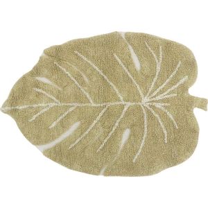 Image de Lorena canals Tapis coton lavable Mini Monstera olive - 75 x 100 cm