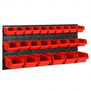 Image de VidaXL Ensemble d'étagères d'atelier 26 pcs Rouge et noir 77x39 cm PP