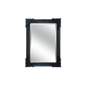 Miroir biseauté en bois d'eucalyptus avec moulures ATALAYA - L. 79 x H. 109 cm - Noir