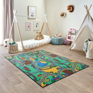 Image de Tapis de Jeu Enfant 140x200cm, Playtime - Tapis Circuit Voiture - Lavable - Antidérapant - Carpet Studio