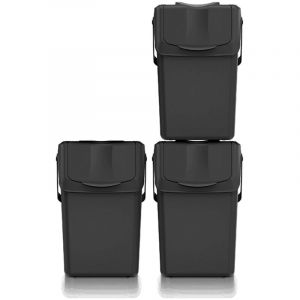 Ensemble de poubelles de tri Keden SORTI BOX 3x25l - noir recyclage