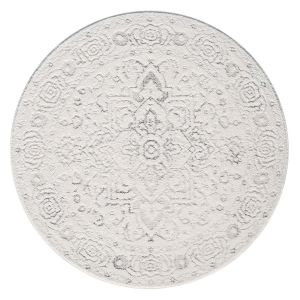 Tapis SORA Rond &agrave; motifs vintage en relief - Cr&egrave;me 200x200cm