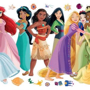 ROOMMATES RMK5330GM Disney Princess Flowers and Friends Giant Autocollants muraux &agrave; d&eacute;coller et &agrave; Coller, Rouge, Orange, Jaune, Vert, Bleu, Violet, Noir, Marron, Rose
