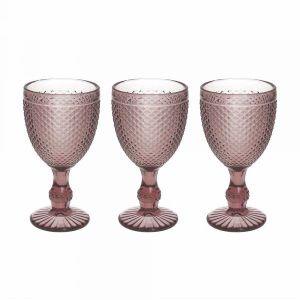 Tognana Diamond Set 3 verres à pied 280 cc en pâte de verre cyclamen