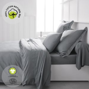 Today Taies d'oreillers, traversins ORGANIC ACIER - Couleur 45x185 cm - Taille Gris