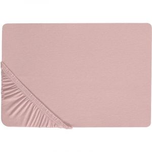 Beliani Drap-housse en coton 160 x 200 cm rose