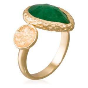 Moonstone - Bague ajustable Hélena Aventurine en laiton doré