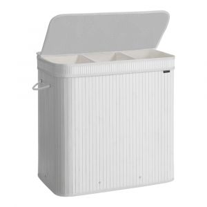 Songmics Panier à linge sale avec couvercle volume 150 l blanc nuage