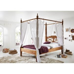 Lit à baldaquin 160x200 Palissandre huilé Brun NATURE BROWN 531 - brun