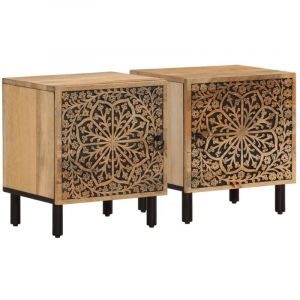 VidaXL Tables de chevet 2 pcs 40x33x46 cm Bois de manguier solide