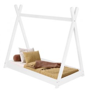 Springos Lit Tipi Pour Enfant Avec Sommier À Lattes, En Bois Massif 70 X 140 X 130 Cm