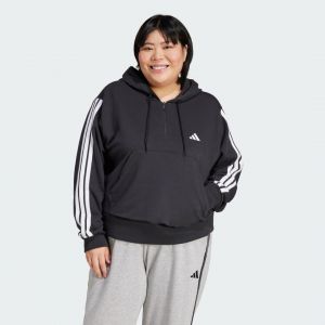 Adidas Sweatshirt à capuche 1/4 zip french terry femme Essentials 3-Stripes