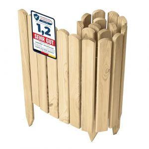 Garronda clôture de Jardin en Bois Bordure Jardin Cloture Jardin Exterieur, Palissade Bordurette Longueur: 100 cm GD-0148 (Naturel (Non imprégné),