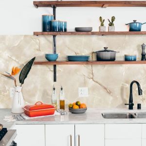 Stickerdecofr - Cr&eacute;dence Adh&eacute;sive Marbre Crema 300 x 40 cm