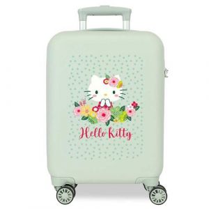 Sanrio Floral Kitty Valise de cabine verte 33 x 50 x 20 cm rigide 2 kg fermeture à combinaison latérale ABS 2 kg 28 l bagages à main vert taille unique valise cabine, vert, Taglia Unica, Valise