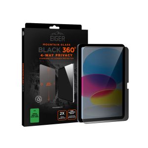 Eiger Verre Trempé pour iPad 10.9" / 11" Premium Asahi Anti-espion Noir transparent