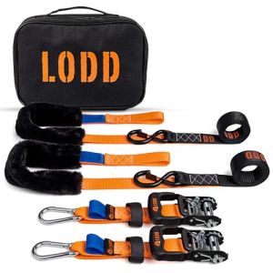 LODD - Sangles Moto Boucles avec Protection Synth&eacute;tique - Sangles dArrimage 1500kg - 38mm - Valise Incluse (Cliquet/Mousqueton)